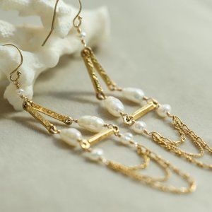 Gold-Filled Pearl Chandelier Earrings